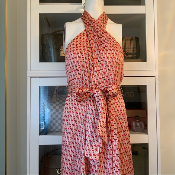 Club Monaco Dress Crisscross Halter Neckline Abstract Asymmetrical Size 0 - Picture 8 of 11